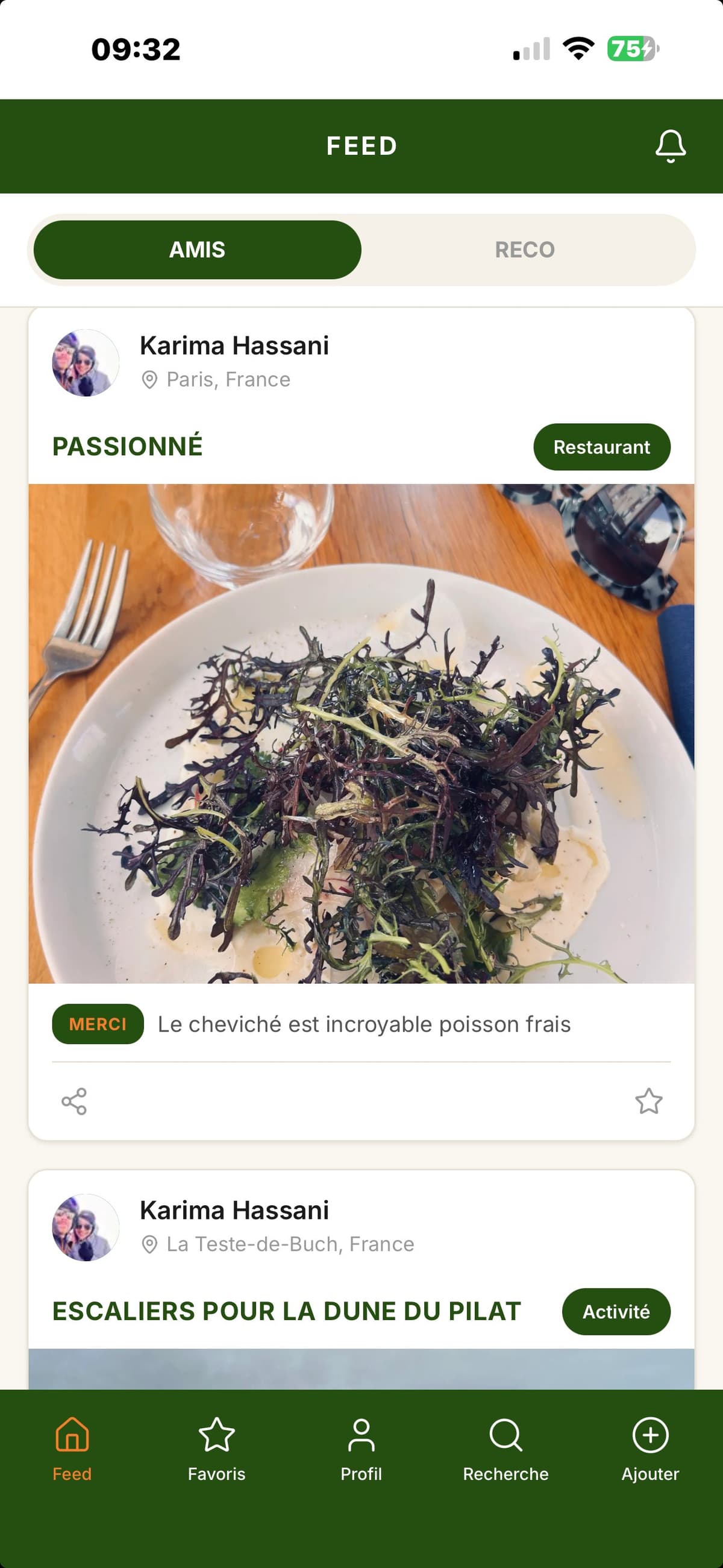 Feed — recommandations de tes amis