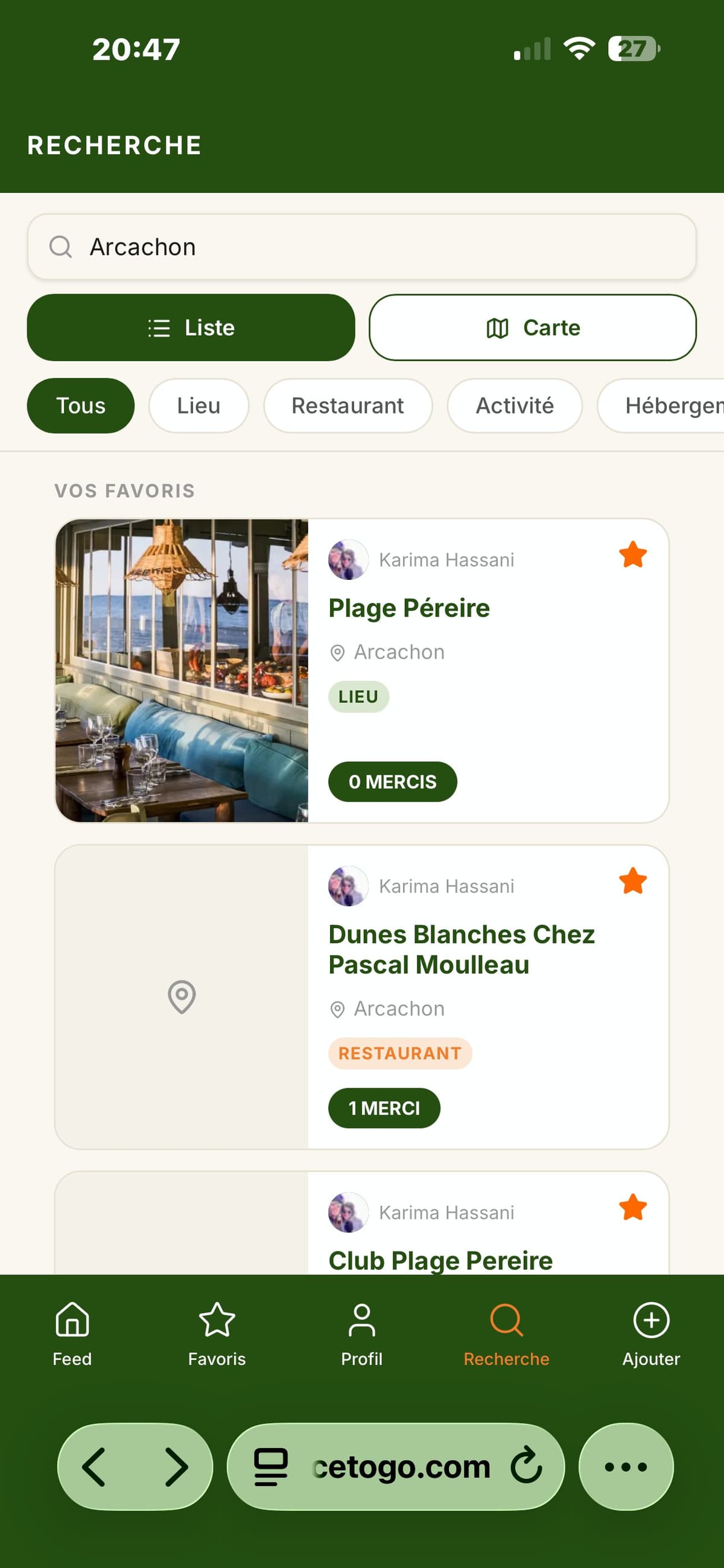 Recherche — trouve les meilleurs spots